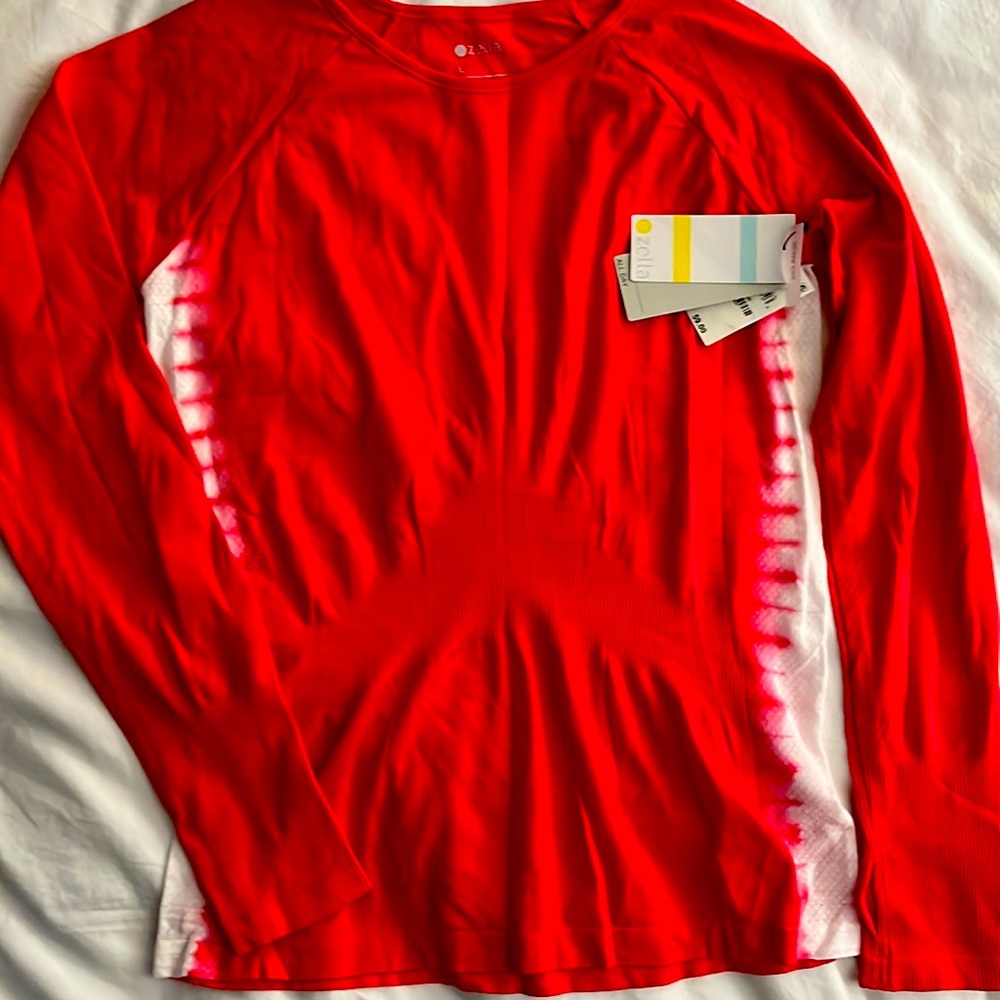 NWT Zella Orange Tie Dyed Gym Shirt. Sz L